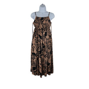 Womens Small Wild Fable Midi Summer Dress Beige Black Flowy Adjustable Straps